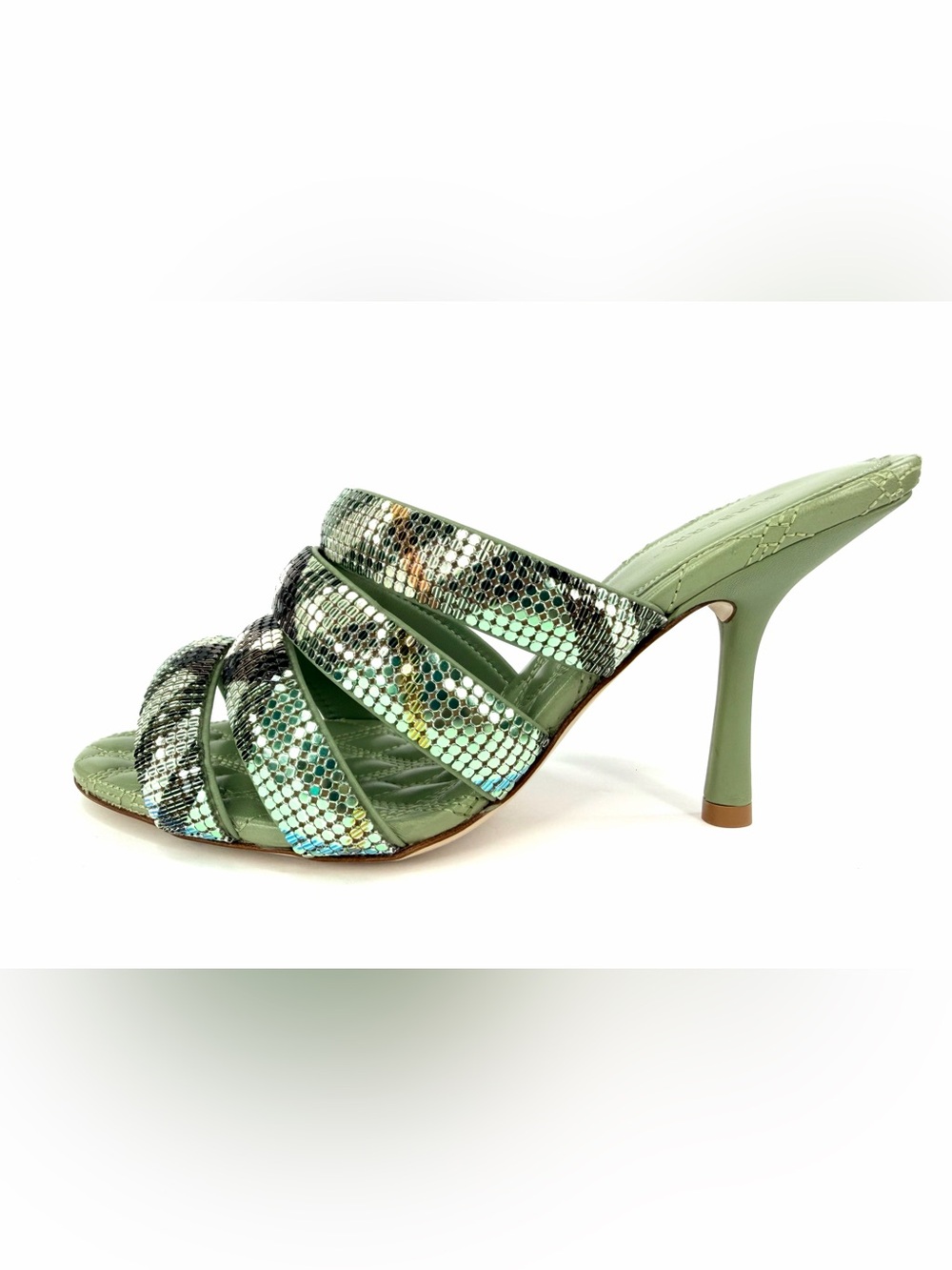 Burberry Check Mesh Mews Metallic Strap Mule Embellished Sandals Size EU 38.5 - Picture 11 of 12